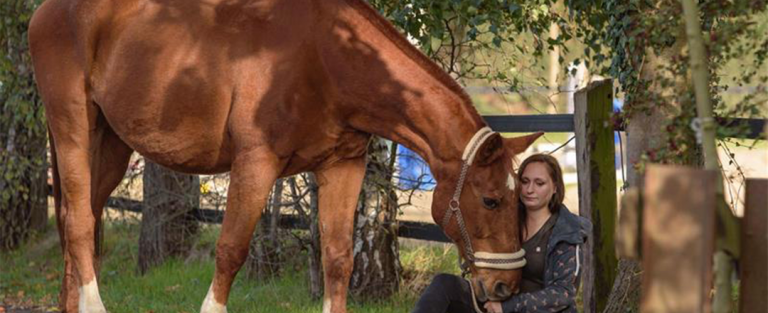 Andrea Plogmaker mit ihrem Pferd